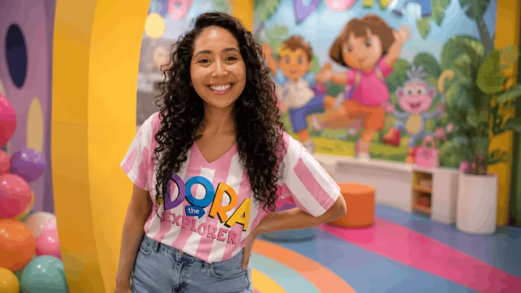 Kathleen Herles in a professional voice acting studio, representing her Dora-related career earnings and private lifestyle.