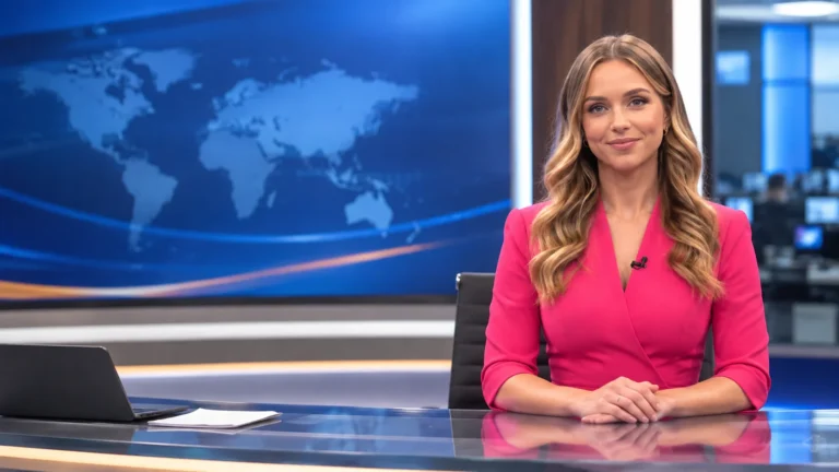 Sophia Wenzler in a television news studio