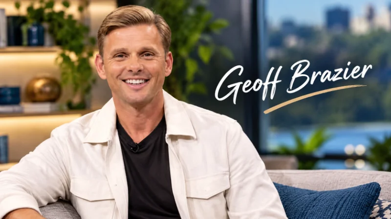 Geoff Brazier, also spelled Jeff Brazier, seated on a daytime TV studio sofa