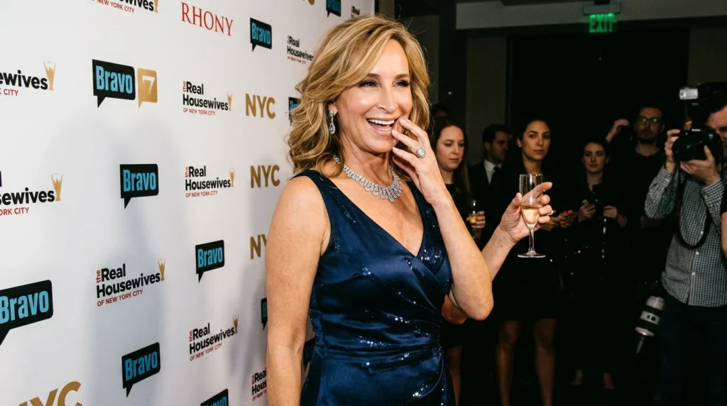 Sonja Morgan posing at a television press event in New York